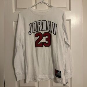 Boys Long Sleeve Air Jordan White Nike Tee